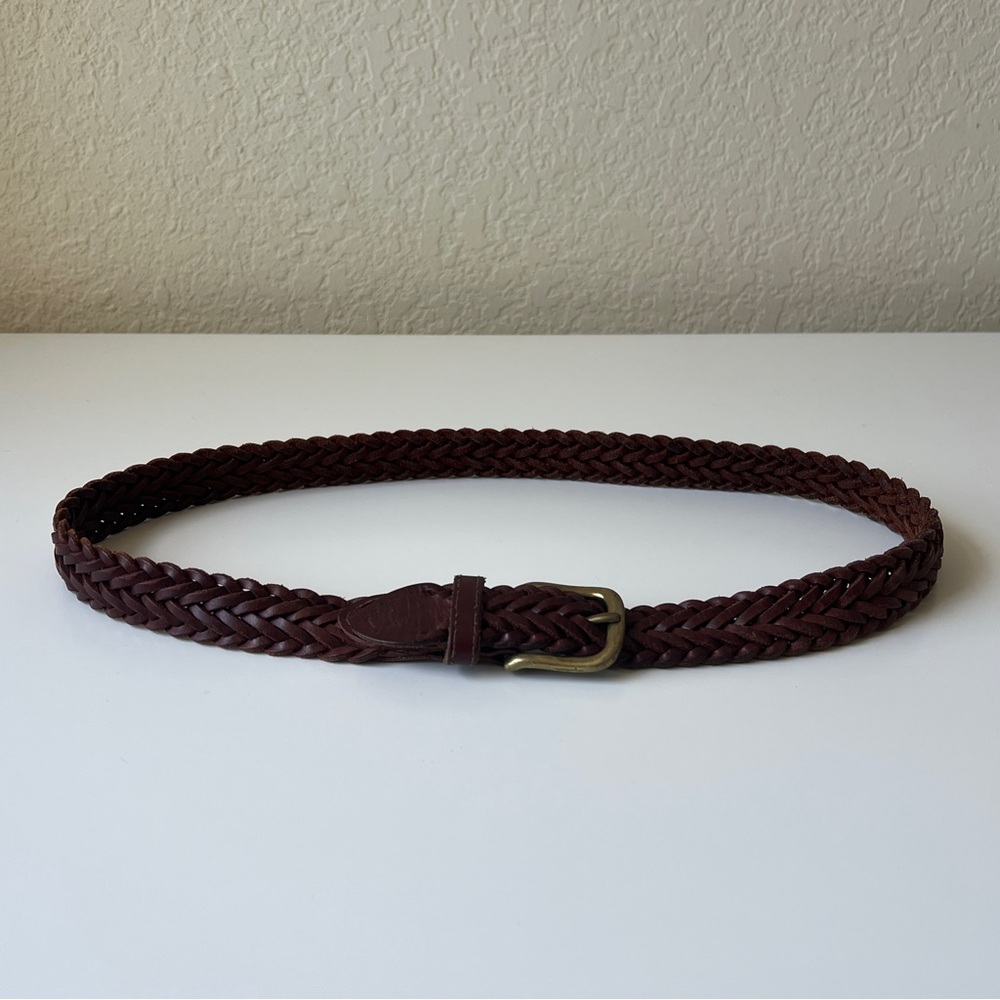 Old Navy Kids Genuine Leather Woven Braided Belt | Brown | Medium | GUC